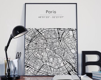 Paris poster - Map (A4)
