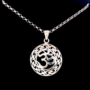 Sterling Silver Om Pendant Necklace – Yoga, Meditation & Spiritual Mantra Jewelry