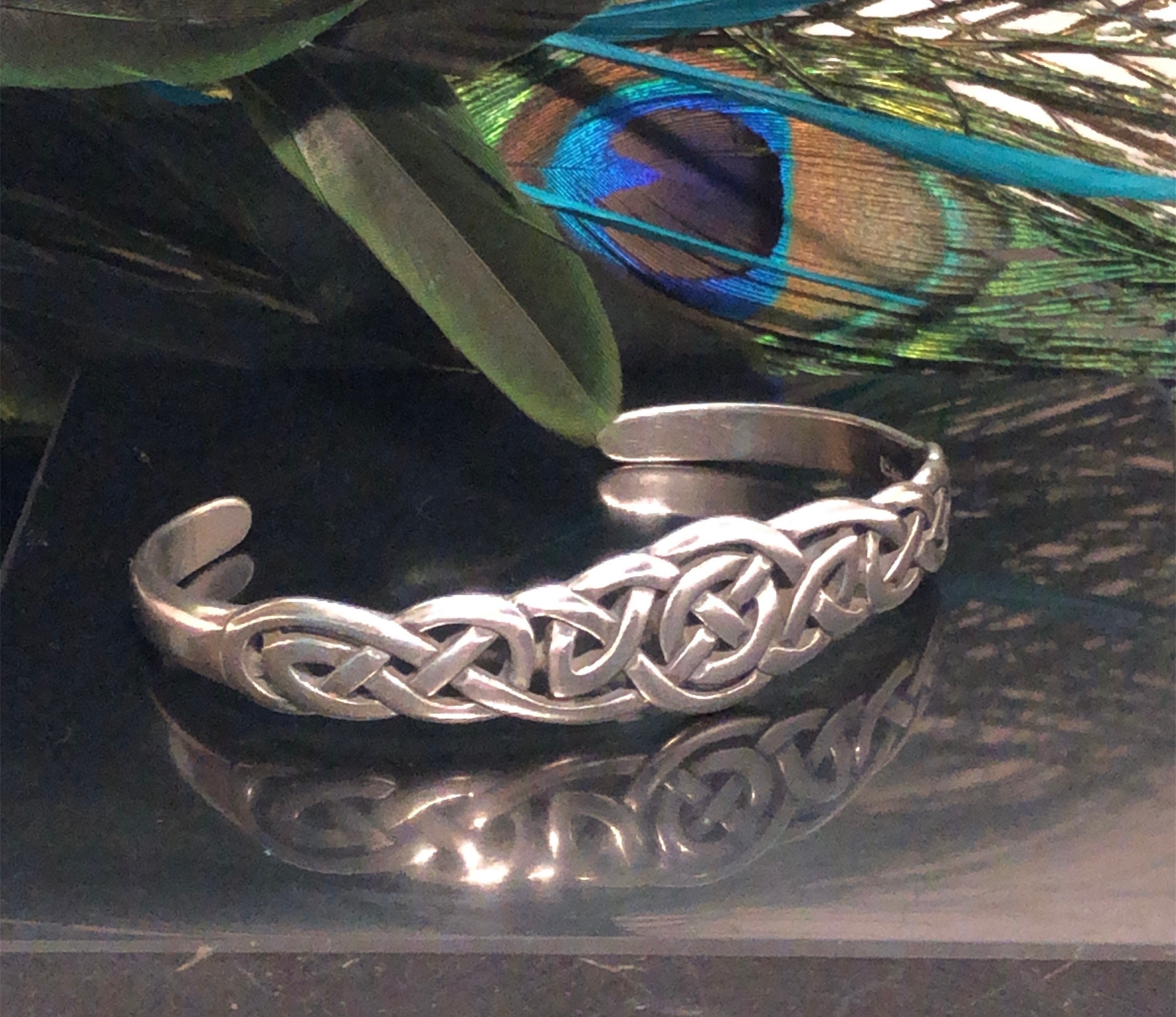 6.5”, Viking Sterling silver bracelet, 925 circle chain monogram “CBA” heart