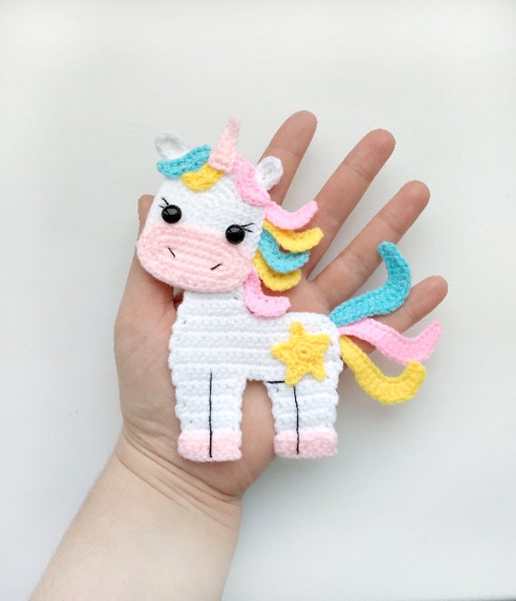 Unicorn Head Applique Set Crochet Unicorn Applique Premade Unicorn Applique Ready To Use Unicorn Applique Set of 2 Appliques