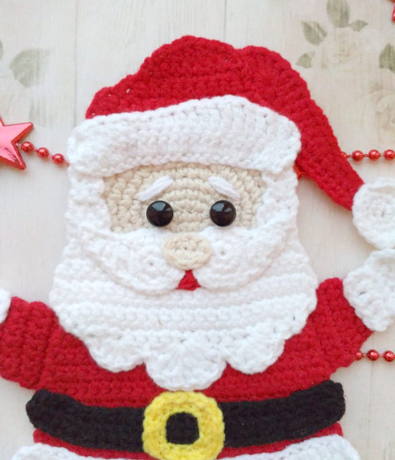PATTERN Santa Claus Applique Crochet Pattern PDF Christmas Etsy