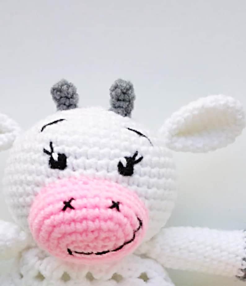 PATTERN Crochet Security Blanket Crochet Lovey Pattern Cow Amigurumi Crochet Pattern PDF file pattern Cow Toy Snuggle Toy Baby Blanket ENG.