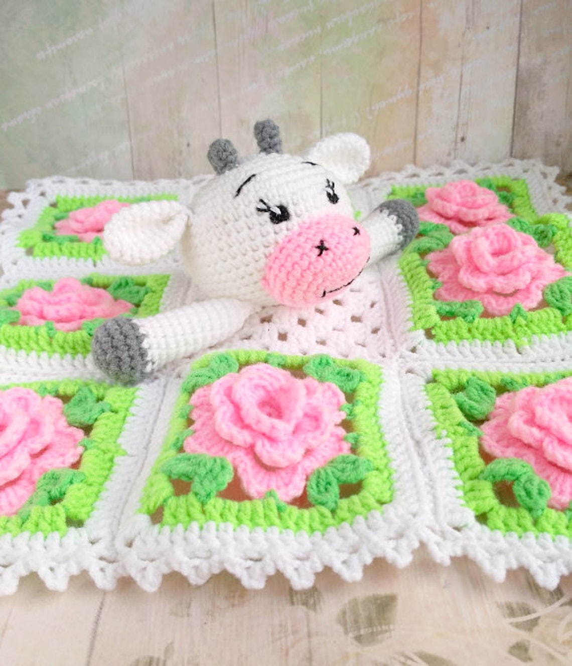 PATTERN Crochet Security Blanket Crochet Lovey Pattern Cow Etsy