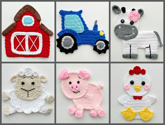 PATTERN Farm Animal Applique Crochet Patterns PDF Barn Tractor Etsy Cool Crochet Applique Patterns PATTERN Farm Animal Applique Crochet Patterns PDF Barn Tractor Etsy Cool Crochet Applique Patterns
