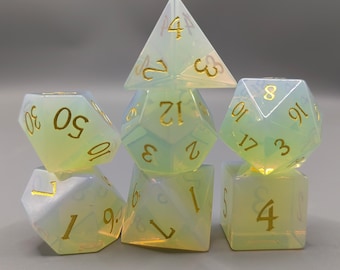 Juego de dados de opalita, dados poliédricos para D&D, dados de rol hechos a mano, regalo para Dungeons and Dragons, dados para juegos de mesa, juego de dados de piedra