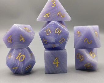 Juego de dados con forma de ojo de gato, dados de piedra lisa para D&D, dados poliédricos elegantes para juegos de rol, juego de dados minimalista de fantasía, regalo único para dados