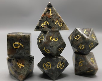Juego de dados poliédricos de imitación de piedra moteada | Dados de rol grises rústicos | Dados para juegos de mesa de D&D | Regalo para Dungeons and Dragons | Accesorio para juegos de rol de mesa