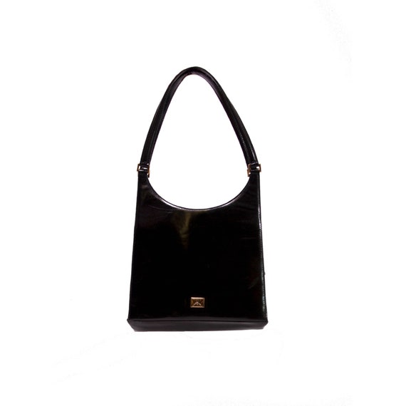 black patent shoulder bag