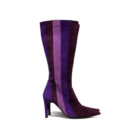 purple knee high boots uk