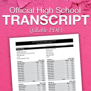 Official High School Transcript-Editable PDF