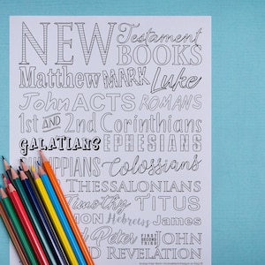 New Testament Books of the Bible Coloring Sheet - Printable for PERSONAL USE.