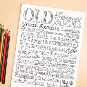 Old Testament Books of the Bible Coloring Sheet Printable for CLASSROOM USE.
