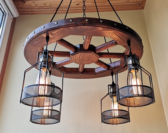 Rustic lighting wagon wheel chandelier