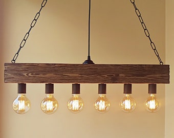 Beam chandelier - wood lighting - farmhouse chandelier - rustic chandelier - vintage chandelier - rustic light - pendant light Edison