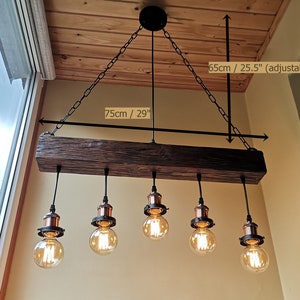 Handmade Beam Chandelier Wood Beam Chandelier Wooden Chandelier Rustic Lighting Farmhouse Pendant Hanging Lamp Indoor Lighting Ceiling image 8