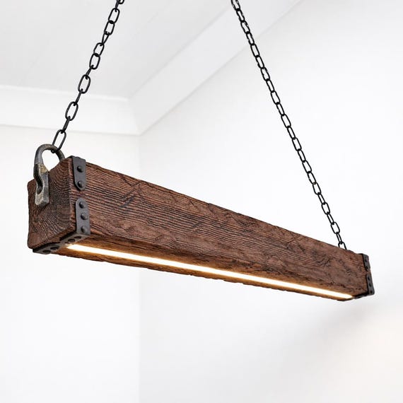 Minimal Wood Beam LED Pendant Light