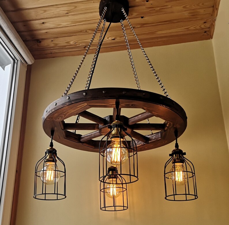 Wagon Wheel Chandelier Ceiling Light Industrial Chandelier Rustic Chandelier Lighting Rustic Light Fixture Dining Room Lights Ceiling Light