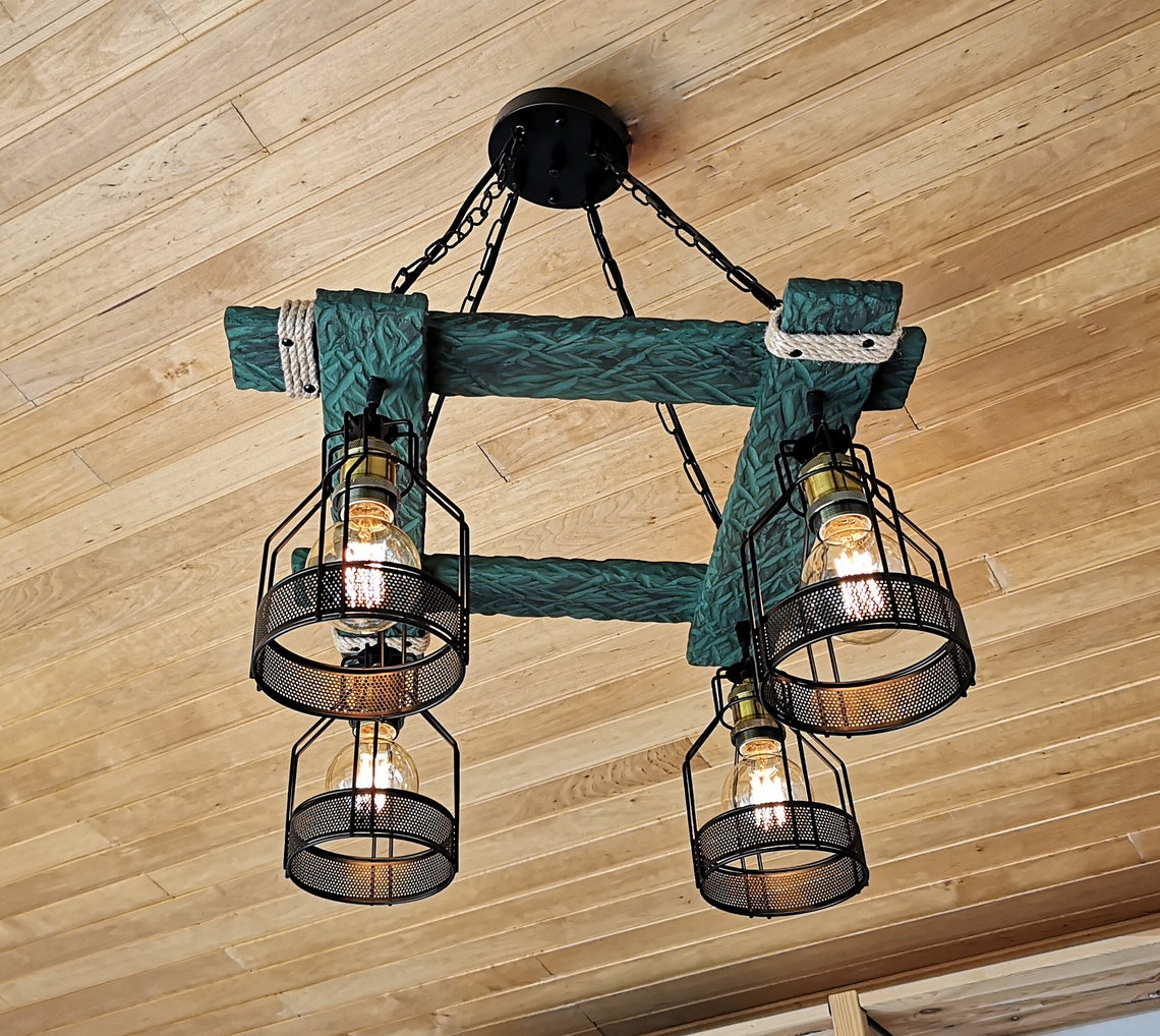 Rustic Light Fixture Green Light Rustic Lighting Green - Etsy