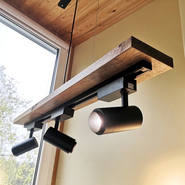 Rustic Farmhouse Beam Light - LED light Light Fixtures - Rustic Track lighting- Wood beam light