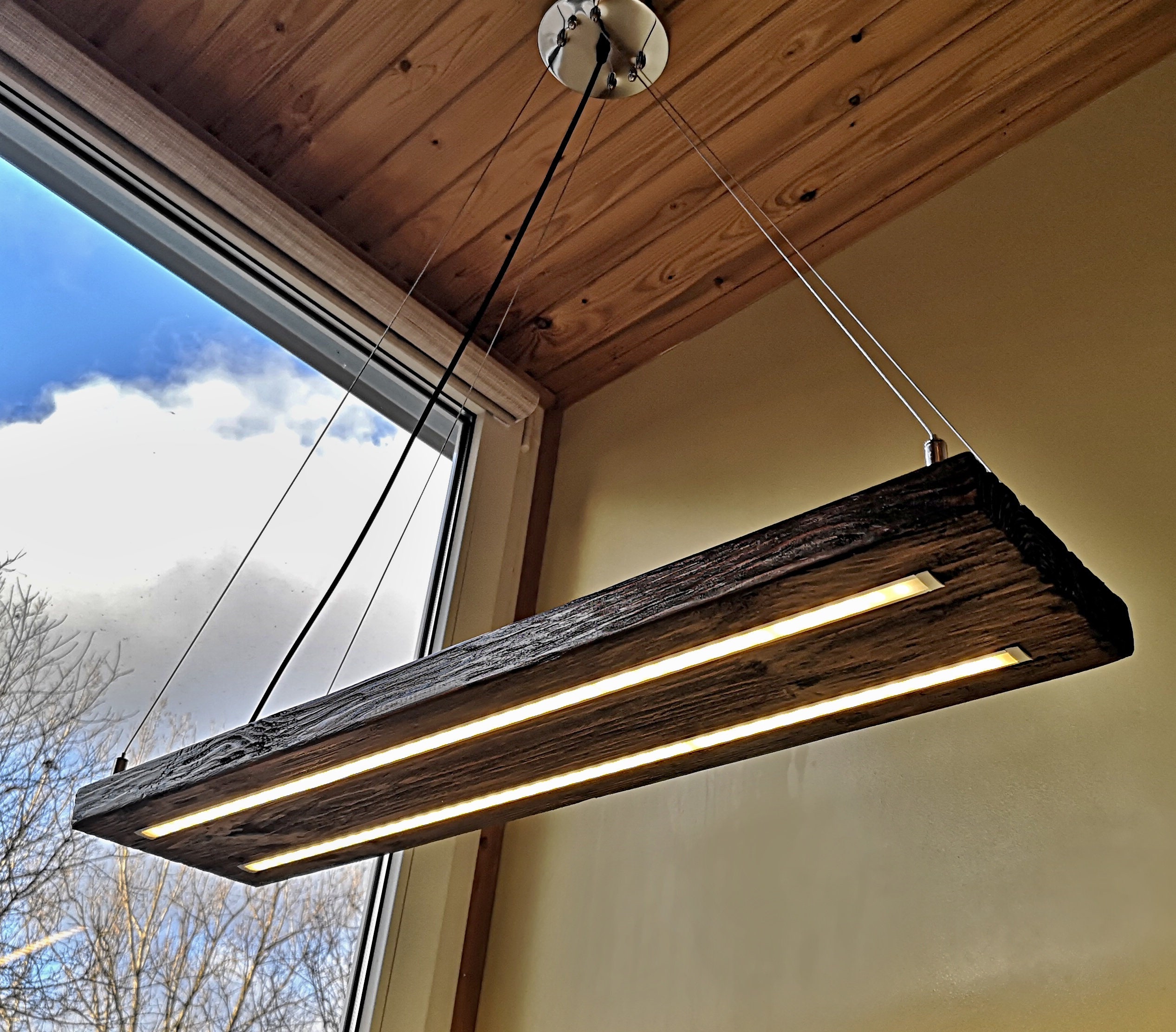 LED Wooden Light Hanging Light Rustic Lighting Industrial Pendant Light Wood Chandelier