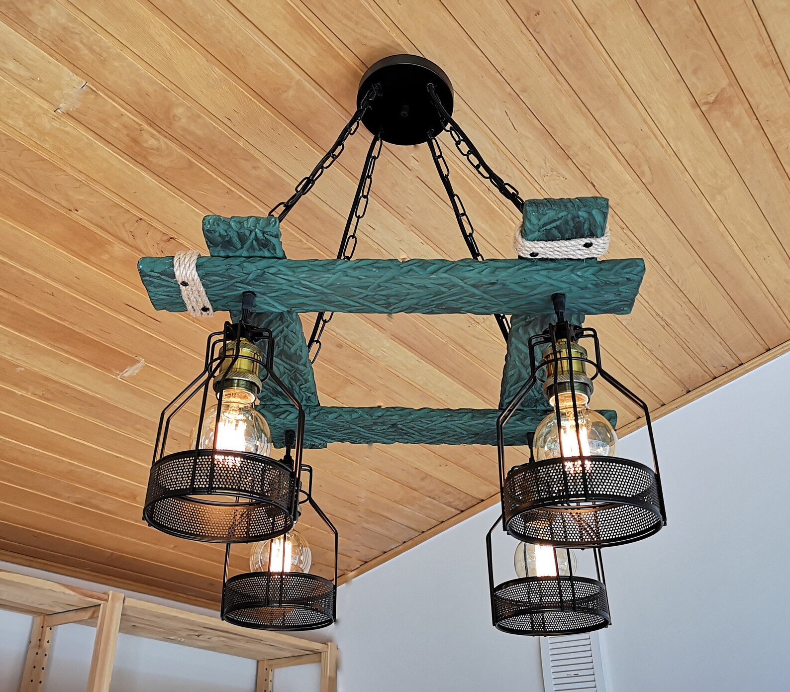 Rustic Light Fixture Green Light Rustic Lighting Green Etsy