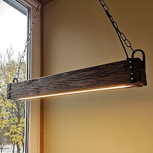 Wood Beam LED Pendant Light 5 foot length image 5