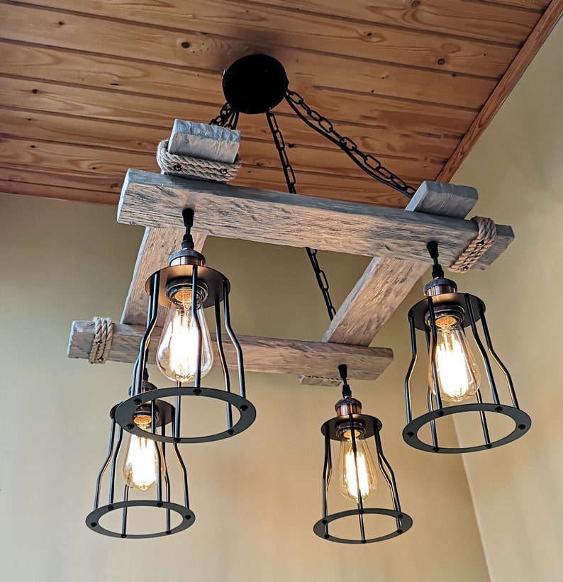 Rustic Light Fixture Silver Hanging Light Rustic Lighting Etsy