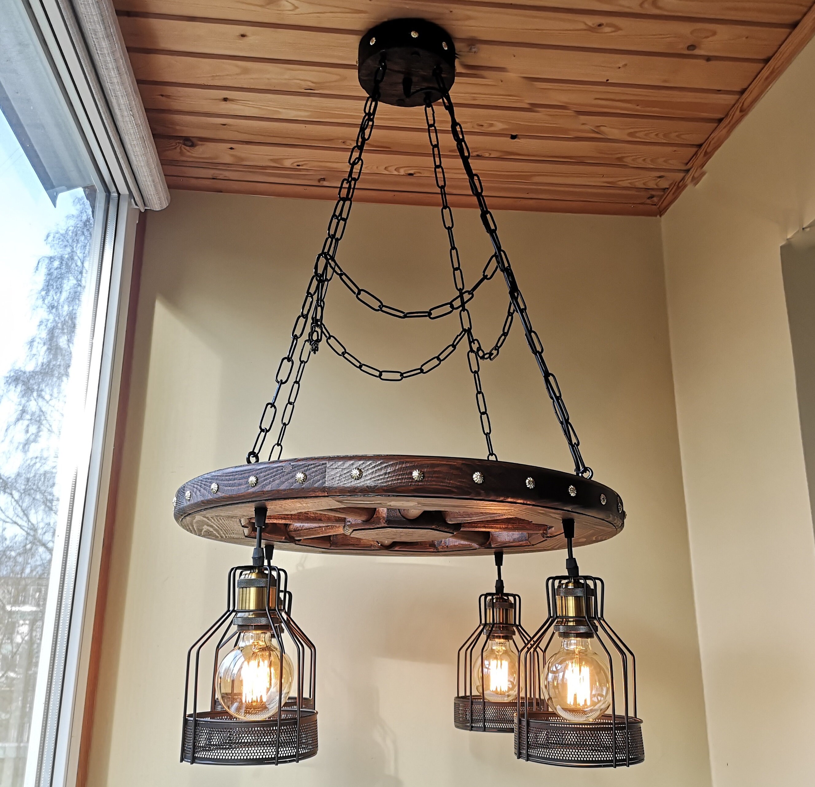 Rustic lighting wagon wheel chandelier