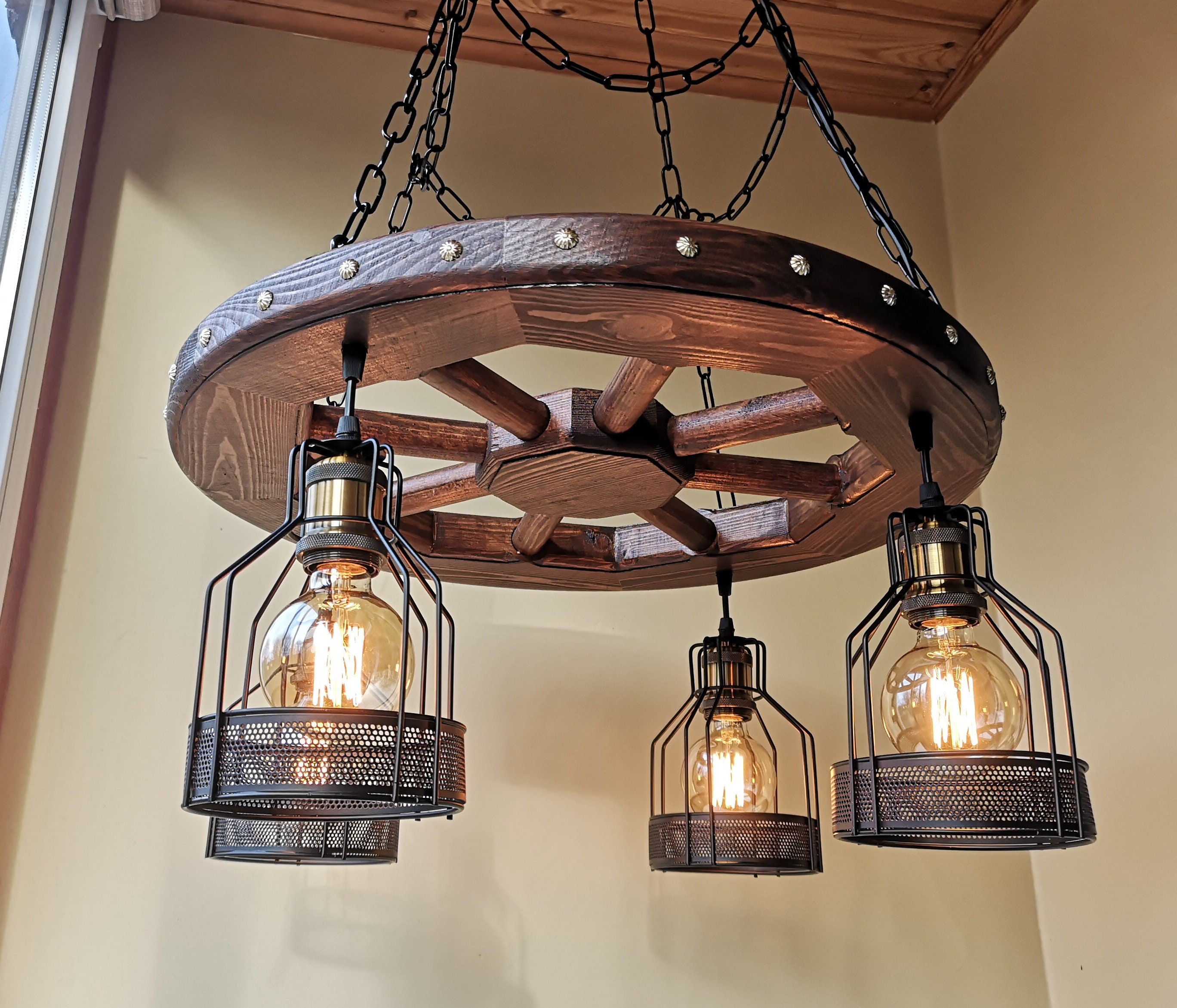Rustic lighting wagon wheel chandelier
