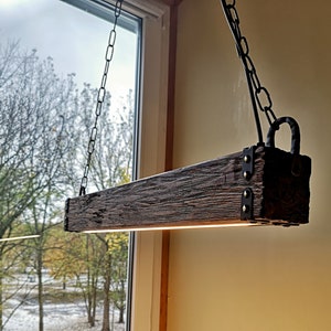 Wood Beam LED Pendant Light 5 foot length image 3