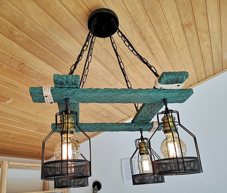 Rustic Light Fixture Green Light Rustic Lighting Green Etsy