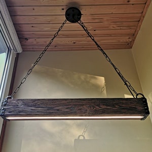 Wood Beam LED Pendant Light 5 foot length image 7