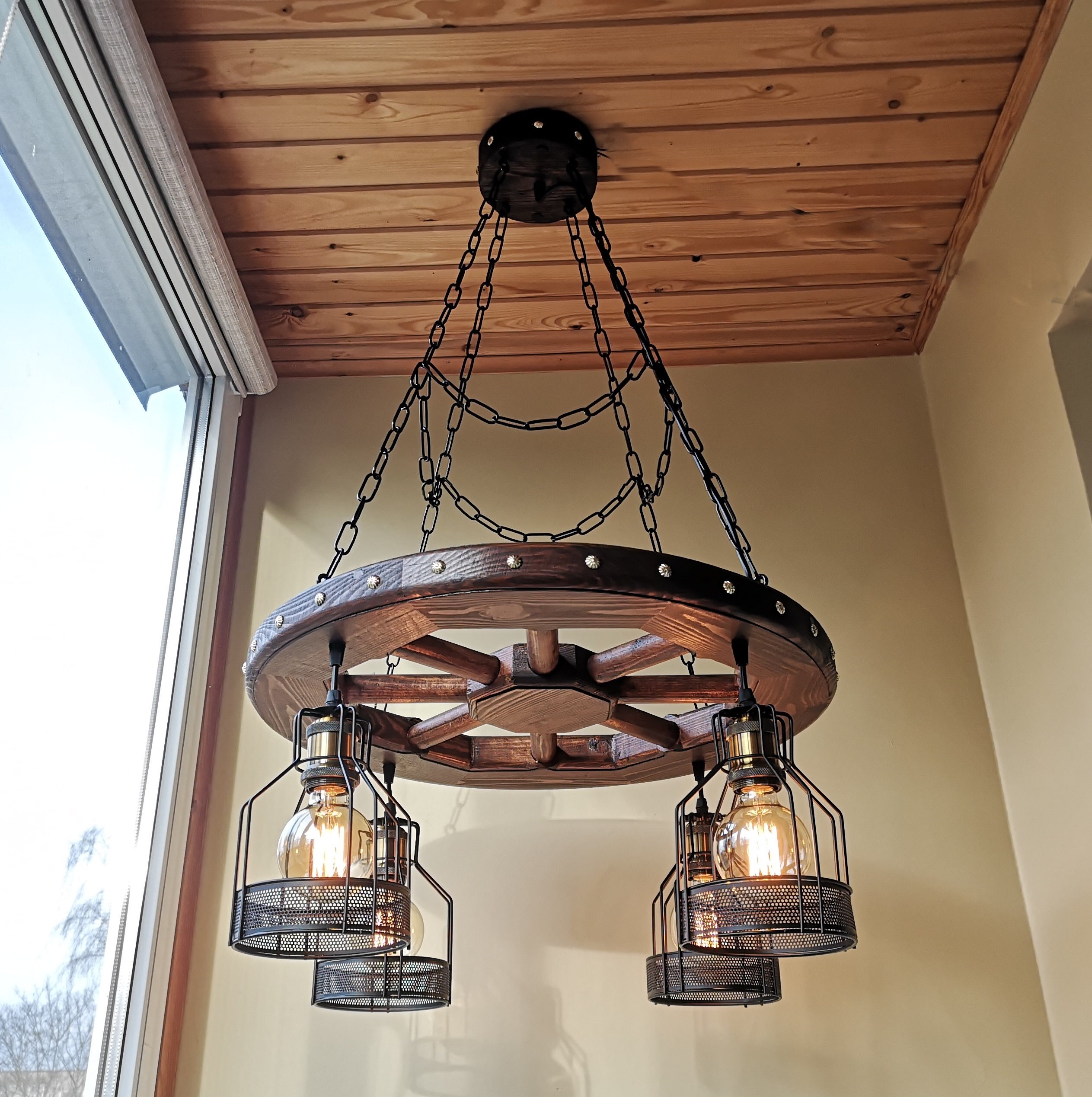 Rustic lighting wagon wheel chandelier
