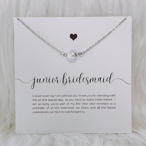 Pearl Junior Bridesmaid Necklace, Bridal Party Gift, Wedding Jewelry