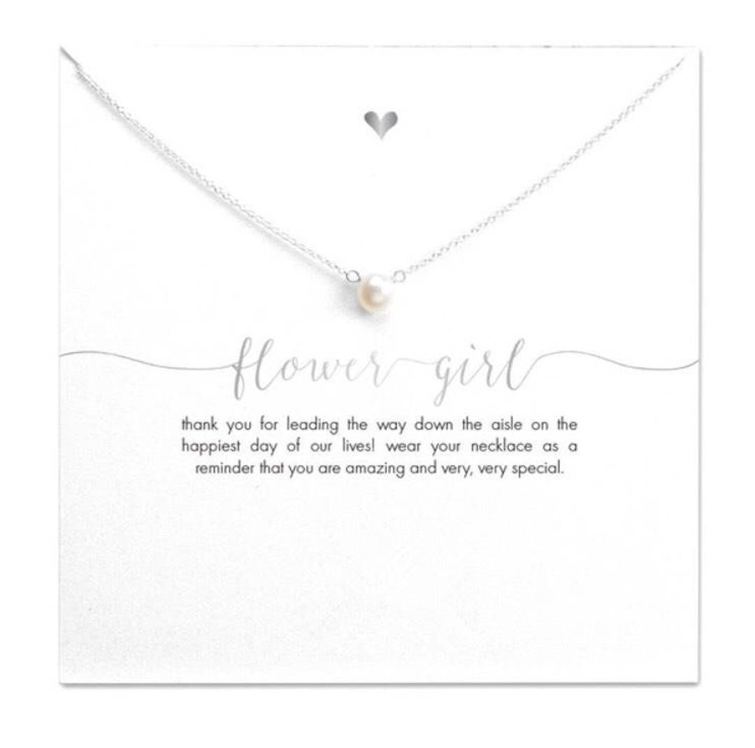 Pearl Flower Girl Necklace, Dainty Flower Girl Proposal Gift Etsy