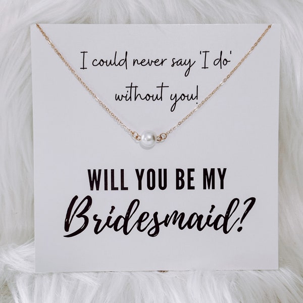 Bridesmaid Proposal Card + Pearl Necklace