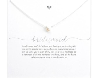 Pearl Bridesmaid Necklace, Dainty Classic Wedding, Bridal Party Necklace, Pearl Pendant