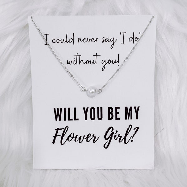 Flower Girl Proposal Card + Pearl Necklace