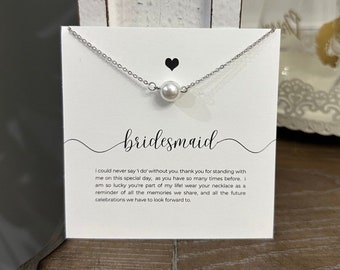 Pearl Bridesmaid Necklace, Dainty Classic Wedding, Bridal Party Necklace, Pearl Pendant