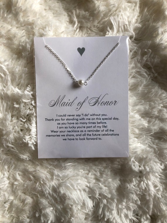 Maid of Honor Necklace Card | Etsy