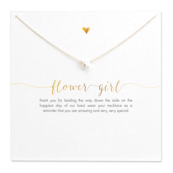 Pearl Flower Girl Necklace, Dainty Flower Girl Proposal Gift