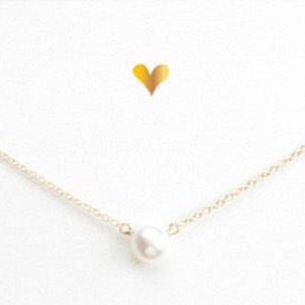 Pearl Bead Necklace, Pearl Pendant Necklace, Dainty Pearl Necklace, Bridesmaid Gift, Gift for Mom