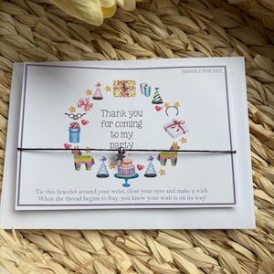 Thank You for coming to my party wish bracelets •party favours• wish bracelets • fiesta favours•