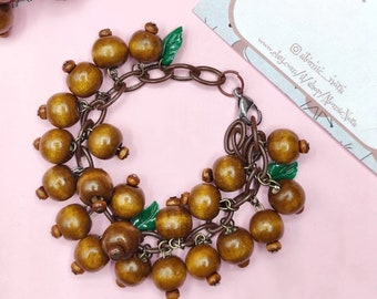 Bracelet with Vintage-inspired wooden balls - Vintage style - 40s reproduction - Pin Up - Vintage Spring - Lovely made by Atomic Nora