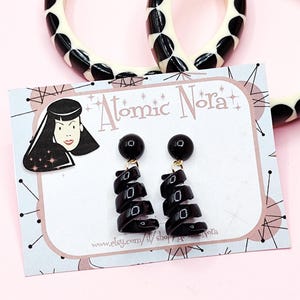 Black Twist dangling earrings, Vintage inspired earrings, Fakelite, Black dangling earrings,1940s and 1960s inspired earrings