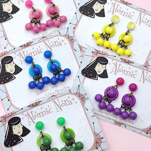 Small Colorful Resin Earrings–Rockabilly-classic colorful earrings-rockabilly earrings-50s earrings-60s glamour