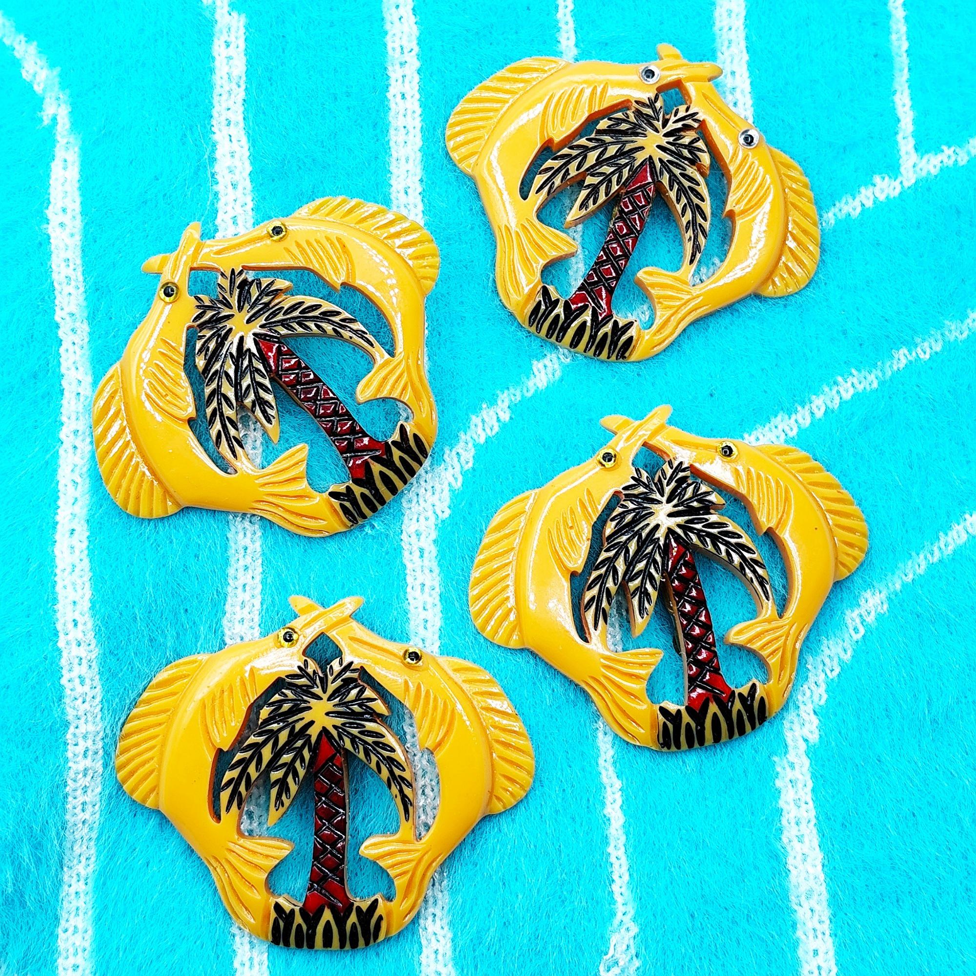 Broche Vintage En Bakélite - Bijou Ancien Occasion - Style Rétro