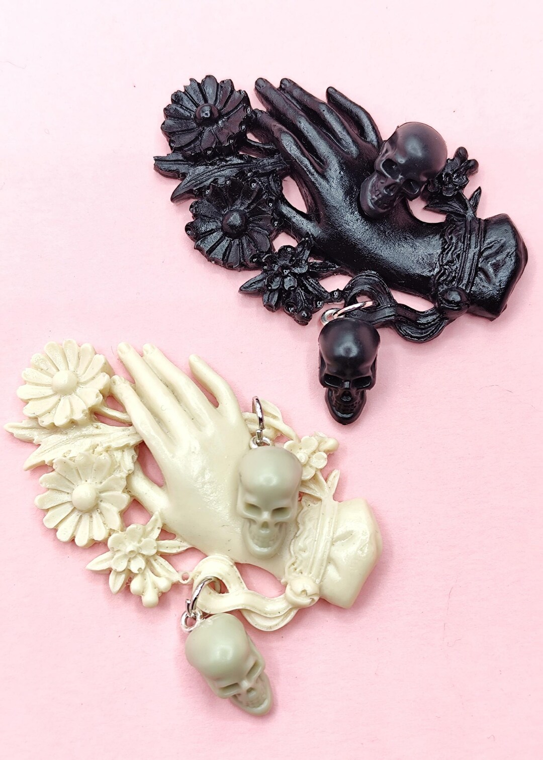 Victorian Resin Hand Brooch With Dangling Skull-brooch Inspired by ...