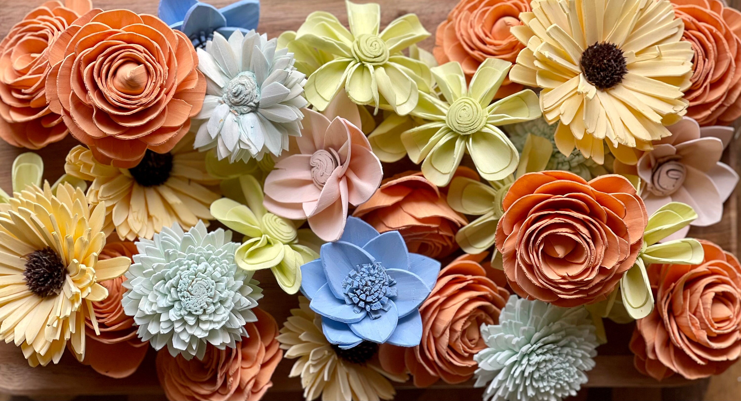 Sola Wood Flowers, 32 Pack Assortment, Wood Flowers, Crafting, DIY
