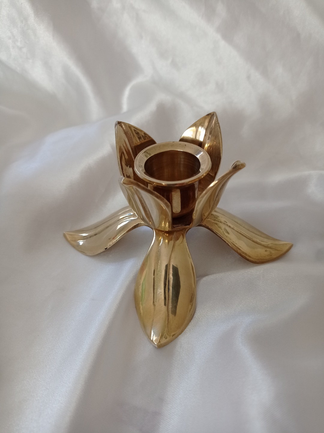 Vintage Candlestick Brass Lily, Brass Candlestick, Antique, Brass